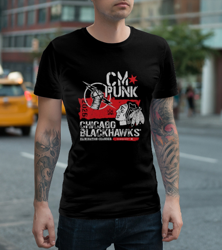 CM Punk Chicago Blackhawks Elimination Chamber February 28 T-Shirt