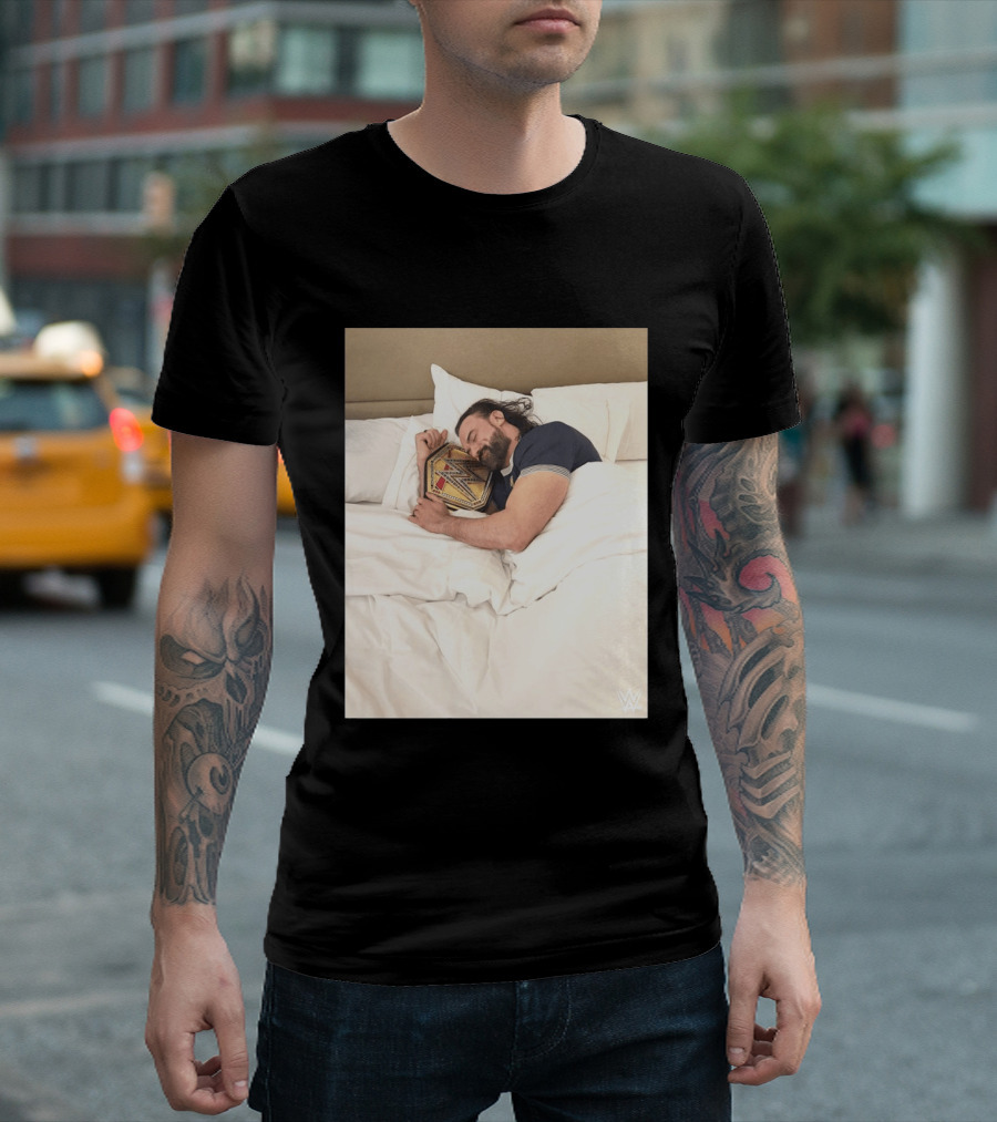 Drew McIntyre WWE Champion Sleeping Image T-Shirt