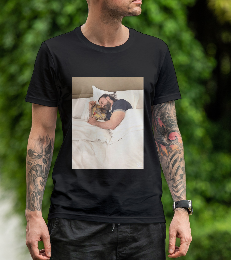 Drew McIntyre WWE Champion Sleeping Image T-Shirt