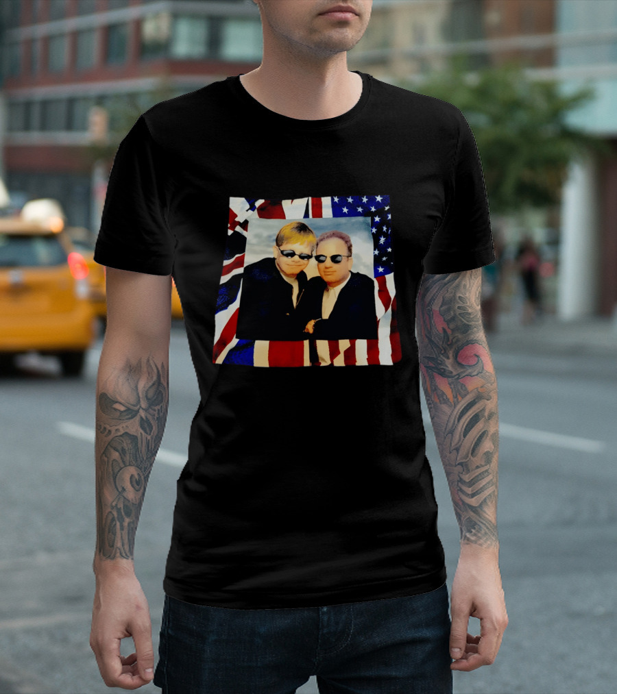 Elton John Billy Joel 1994 Tour American Flag T-Shirt