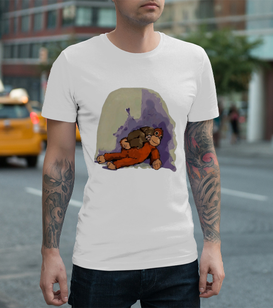 Punch Monkey Plushy Baby Monkey Snuggling T-Shirt