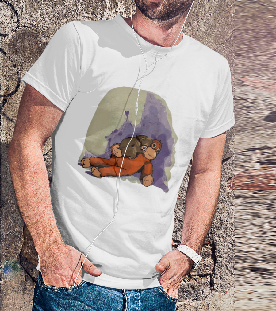 Punch Monkey Plushy Baby Monkey Snuggling T-Shirt