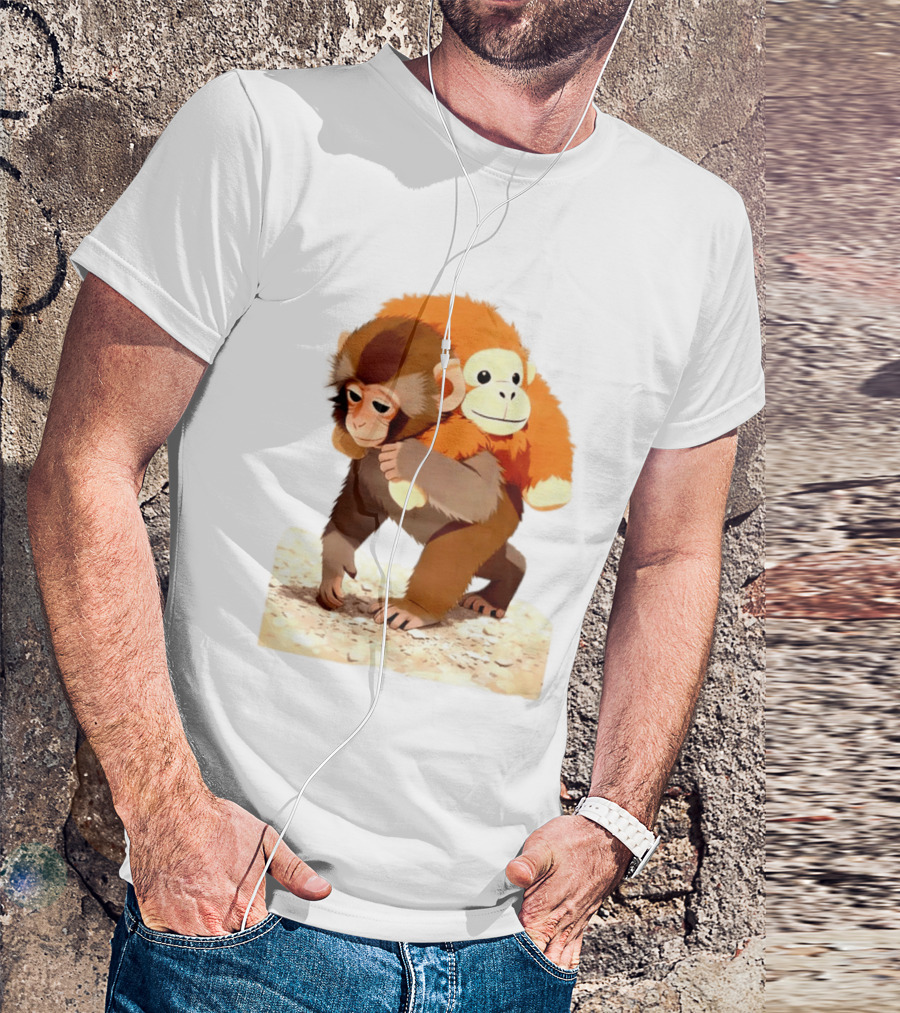 Save Punch Baby Monkey Plush Lonely Monkey Holding Toy T-Shirt