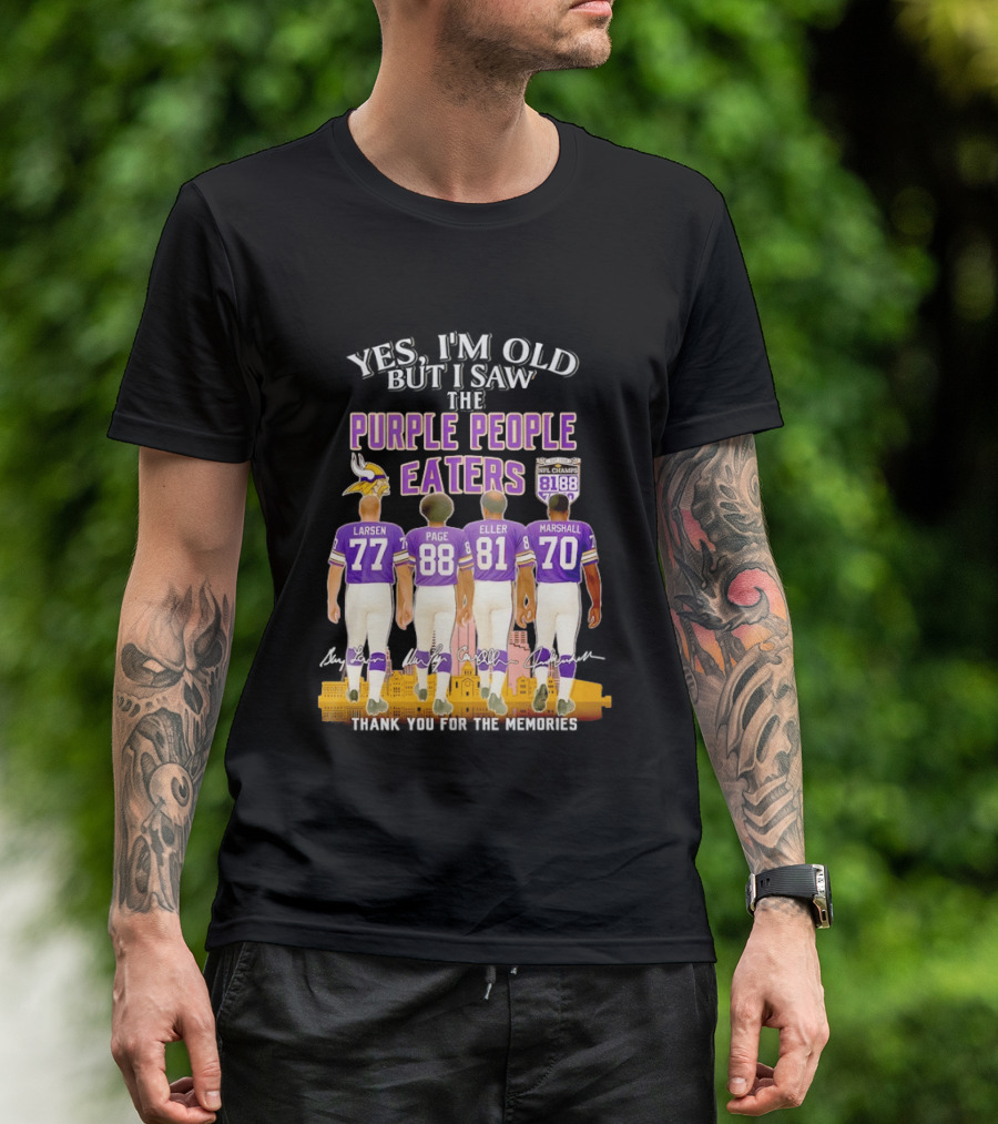 Minnesota Vikings Purple People Eaters NFL Champs City Skyline Marshall Eller Page Larsen T-Shirt