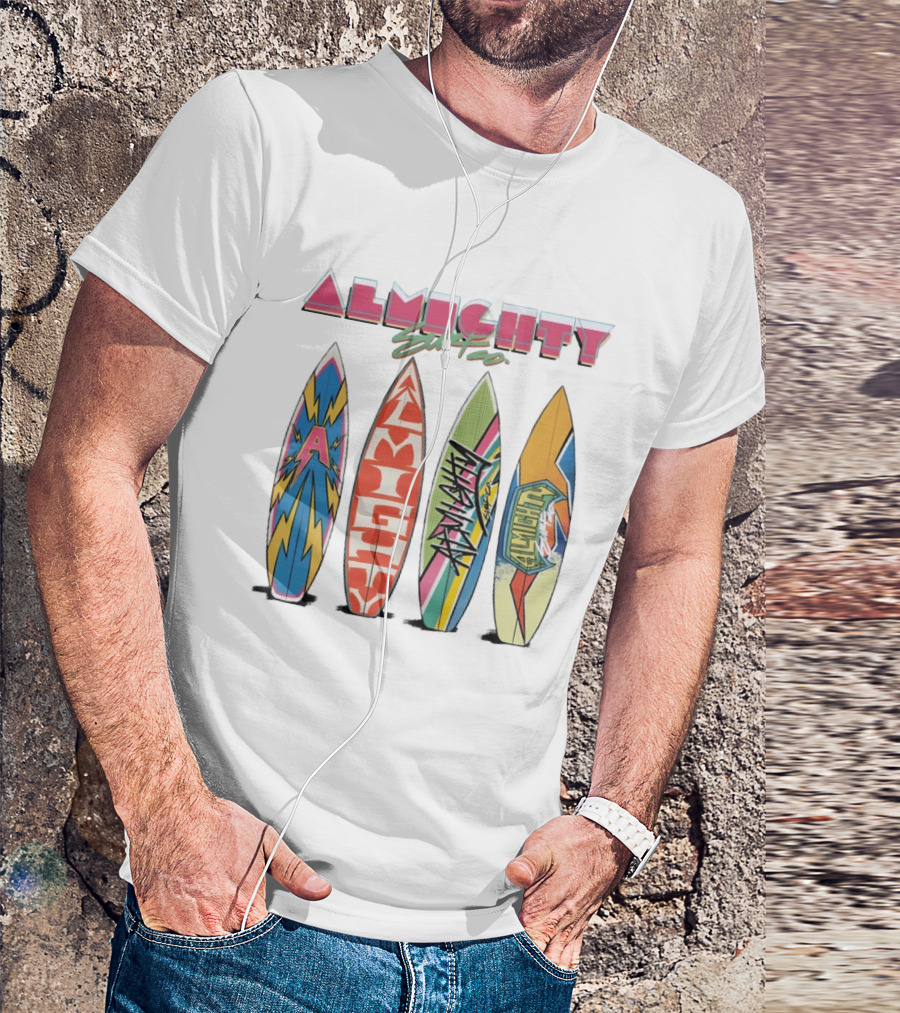 Almighty Surf Co Bold Colorful Surfboards T-Shirt