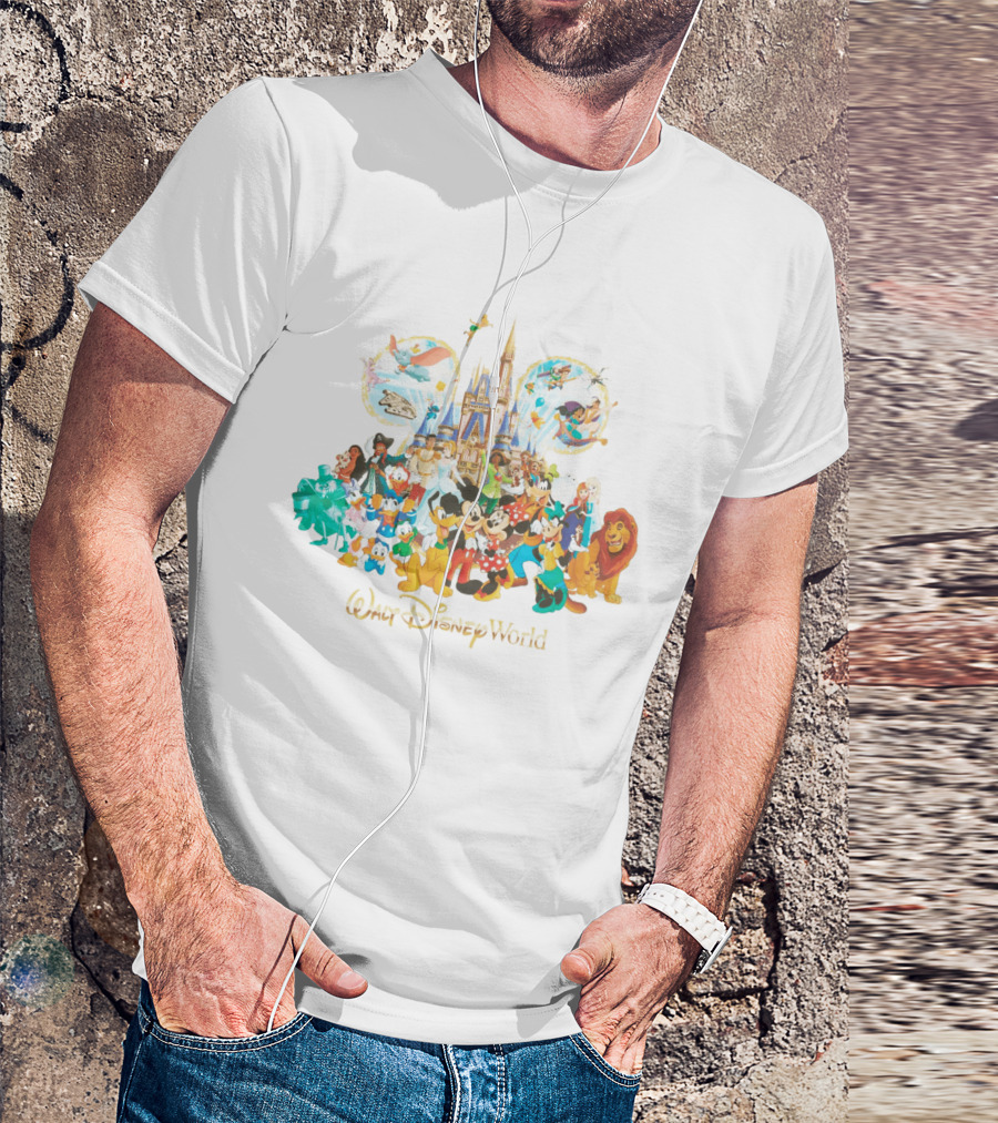 Walt Disney World Mickey Mouse Cinderella Castle Classic Characters Dumbo Tinker Bell Simba Elsa T-Shirt