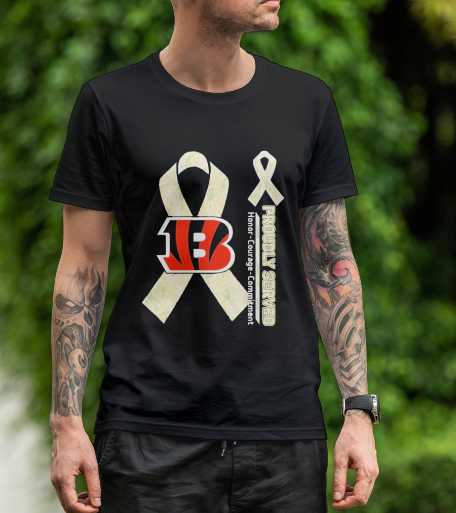 Cincinnati Bengals Honor Courage Commitment Proudly Served Ribbon T-Shirt
