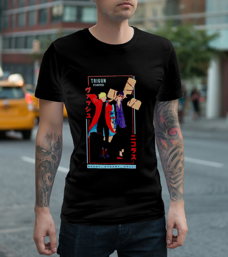 Trigun Stampede Vash And Nicholas Ready Steady Roll T-Shirt