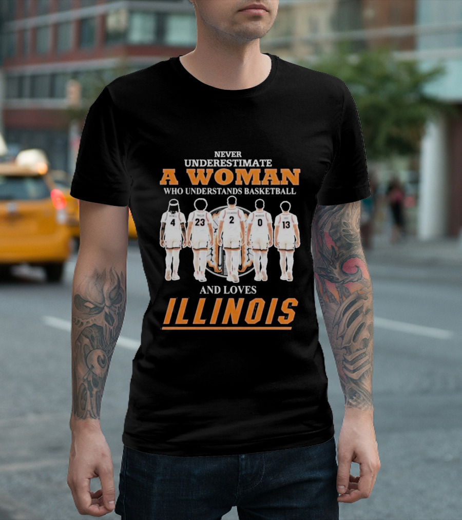 Never Underestimate A Woman Who Understands Basketball And Loves Illinois T-Shirt