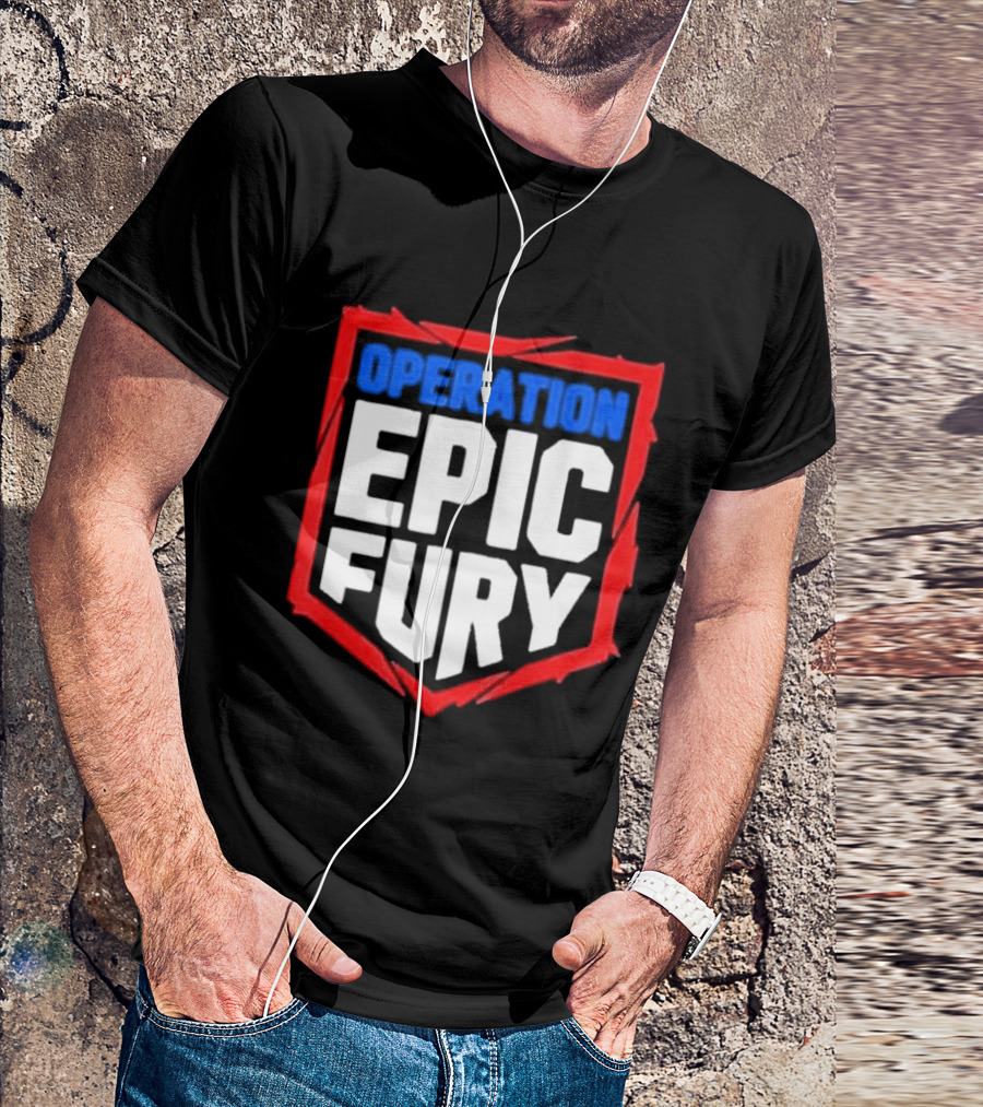 Operation Epic Fury Bold Patriotic Text Shield T-Shirt