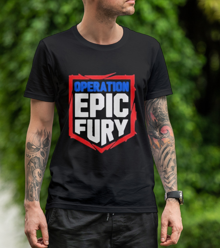 Operation Epic Fury Bold Patriotic Text Shield T-Shirt