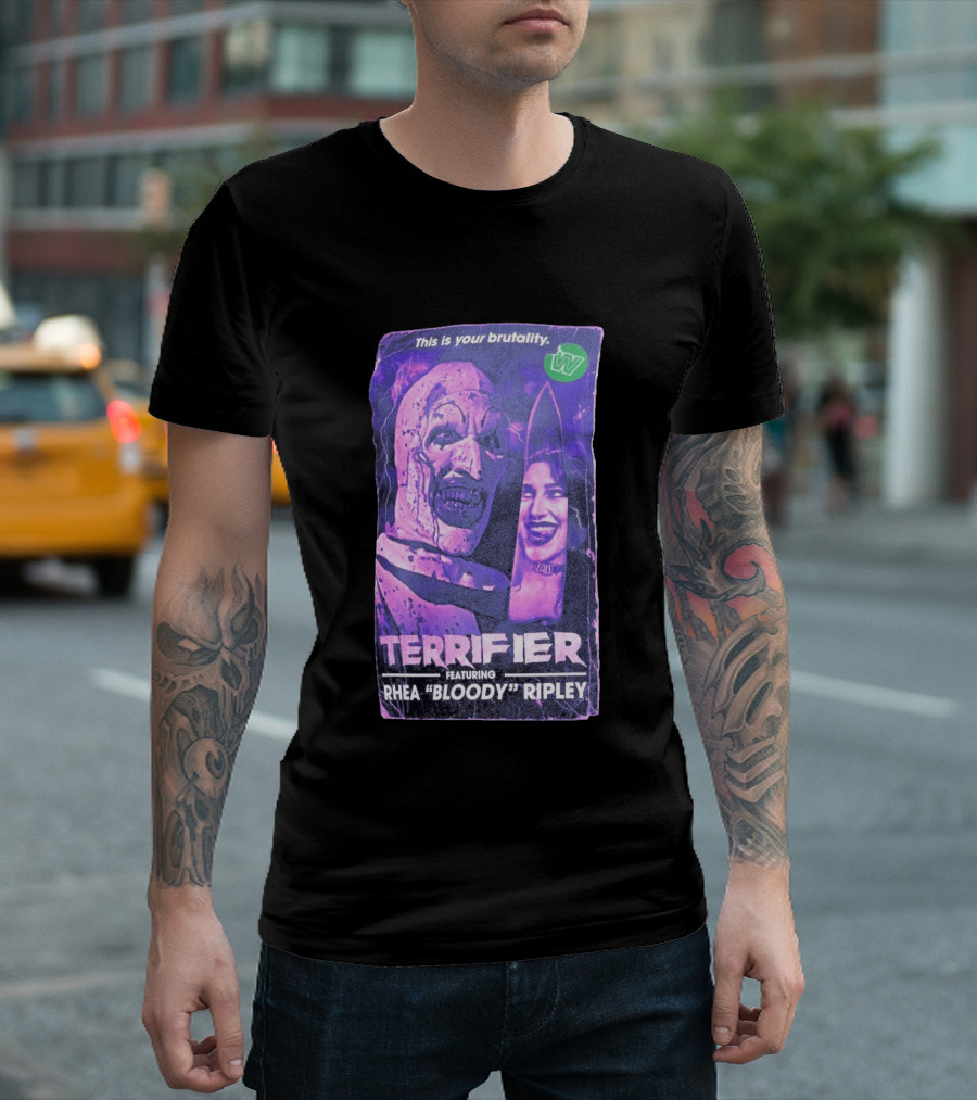 Terrifier VHS Cover This Is Your Brutality Featuring Rhea "Bloody" Ripley T-Shirt