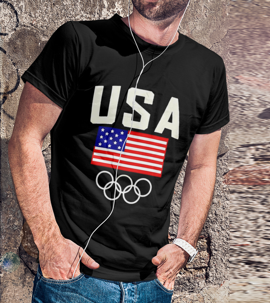 USA Flag Olympic Rings Team USA 2026 Gold T-Shirt