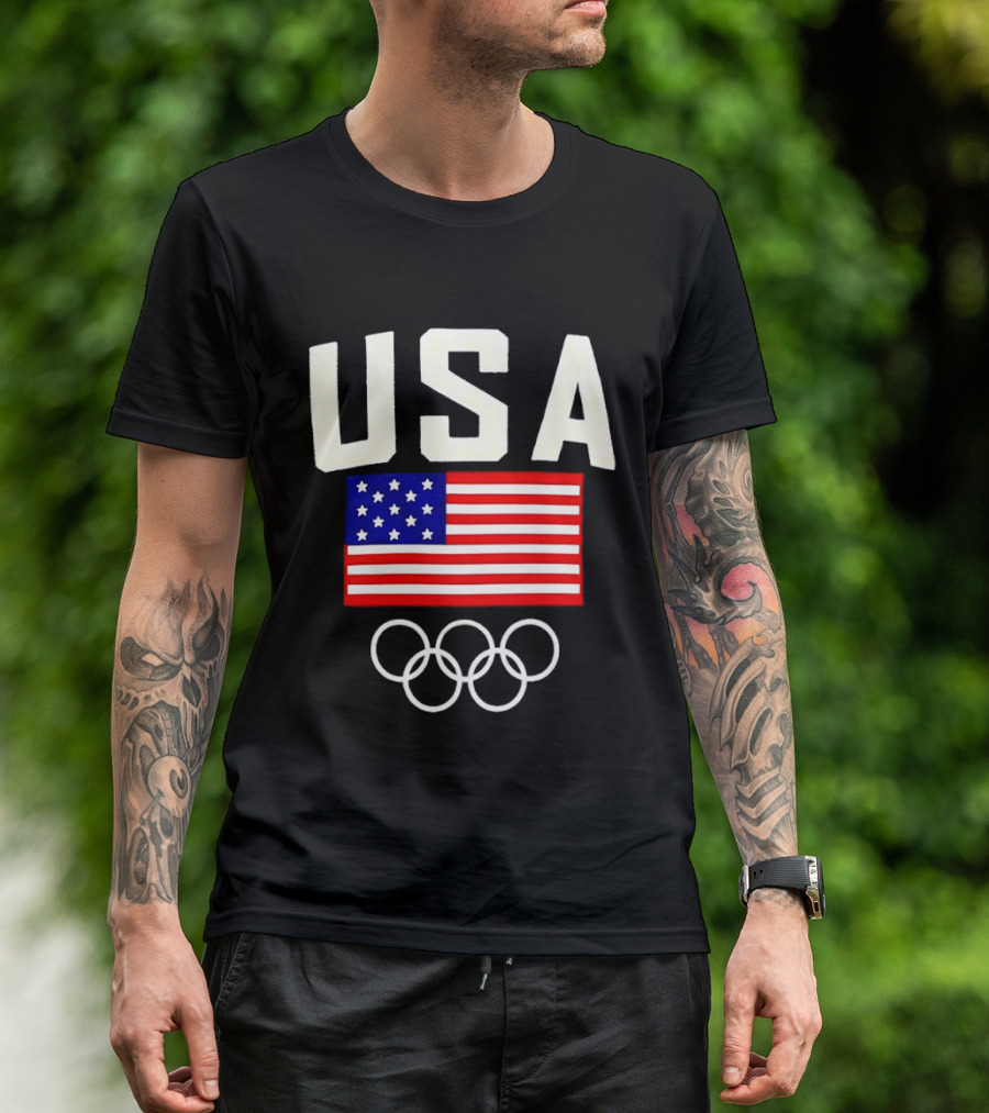 USA Flag Olympic Rings Team USA 2026 Gold T-Shirt