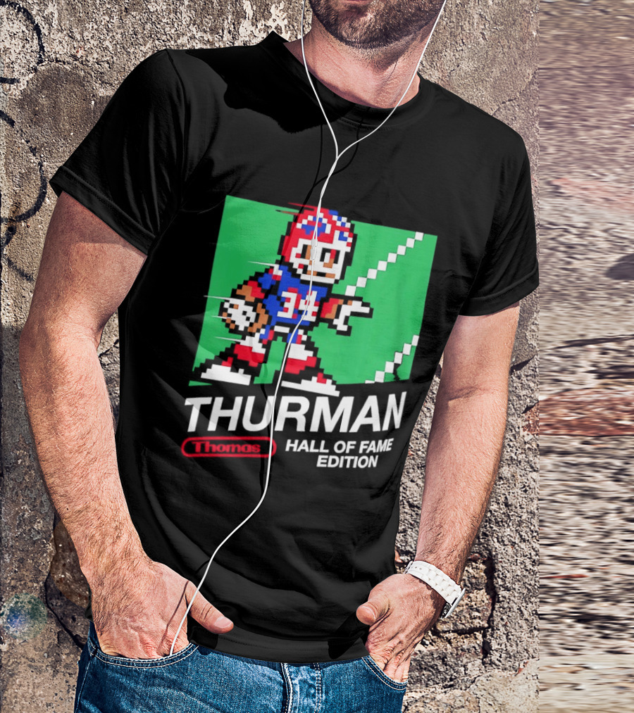 Thurman 34 Hall Of Fame Edition Buffalo Bills Pixel Art Retro Football T-Shirt