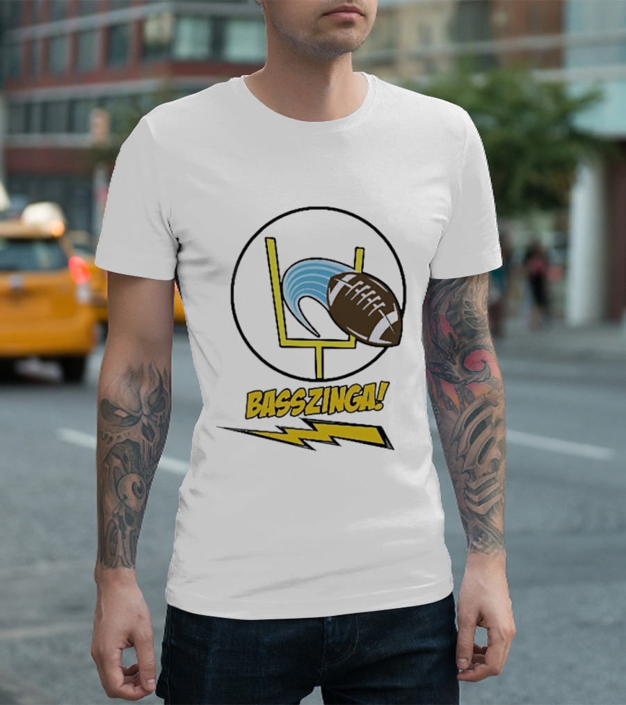 Basszinga Football Wave Goalpost Lightning T-Shirt