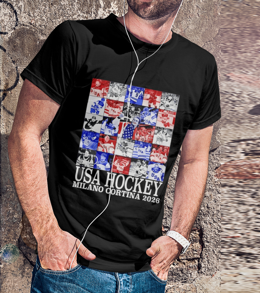 USA Hockey Team Collage Milano Cortina 2026 T-Shirt