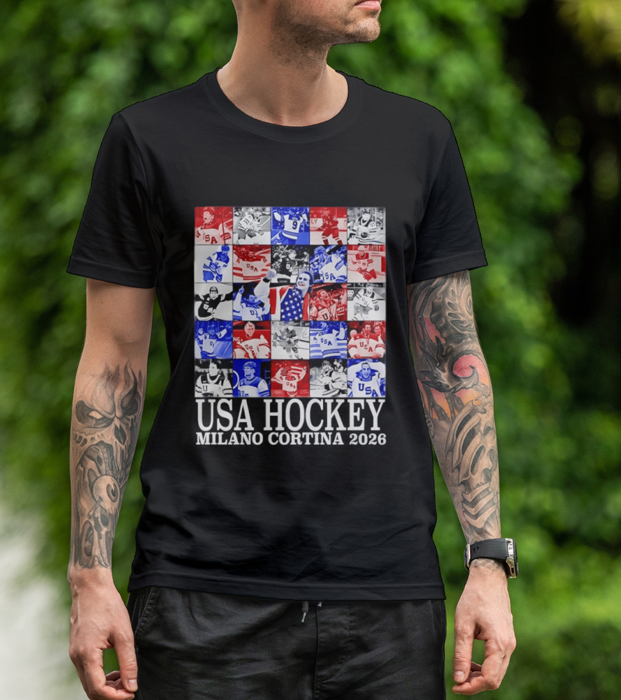 USA Hockey Team Collage Milano Cortina 2026 T-Shirt