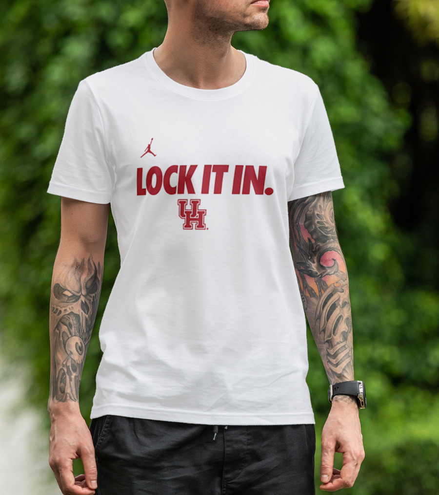 Lock It In Houston Cougars Basketball Jumpman T-Shirt