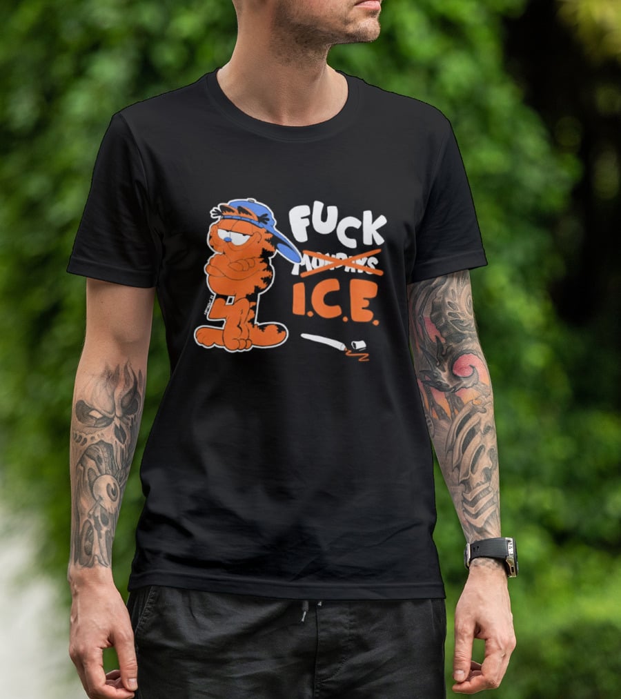 F*** ICE Orange Cat With Blue Hat T-Shirt