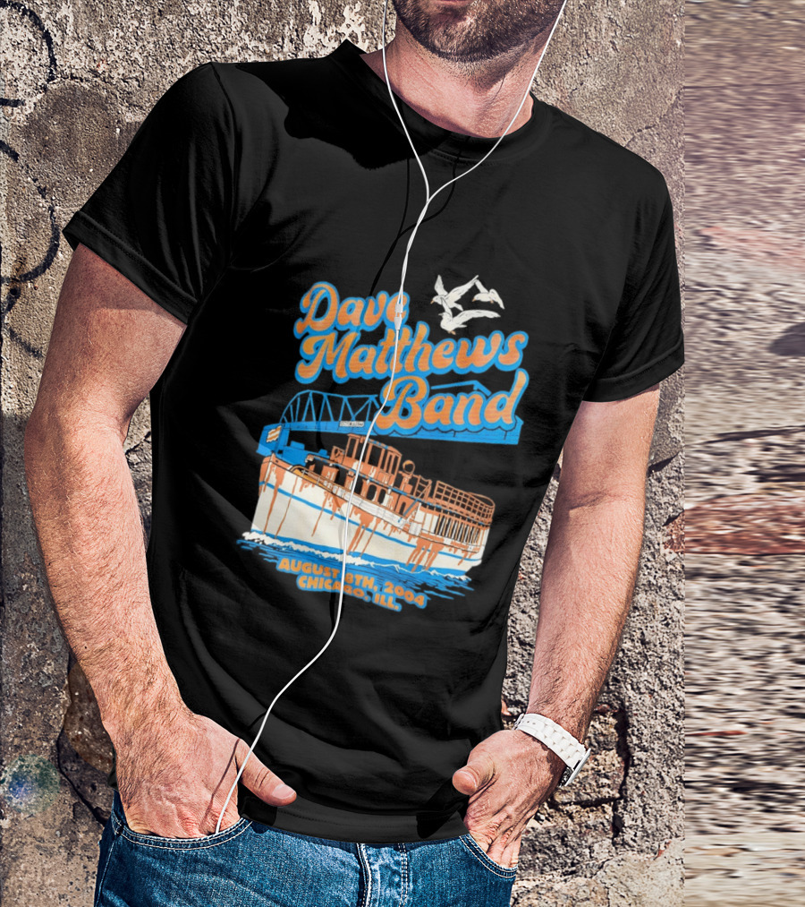 Dave Matthews Band August 8th 2004 Chicago Ill Blue Orange Boat Concert T-Shirt