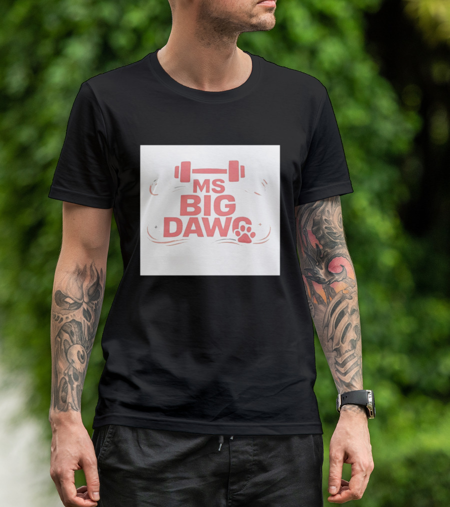MS Big Dawg Weightlifting Paw Print Fitness T-Shirt