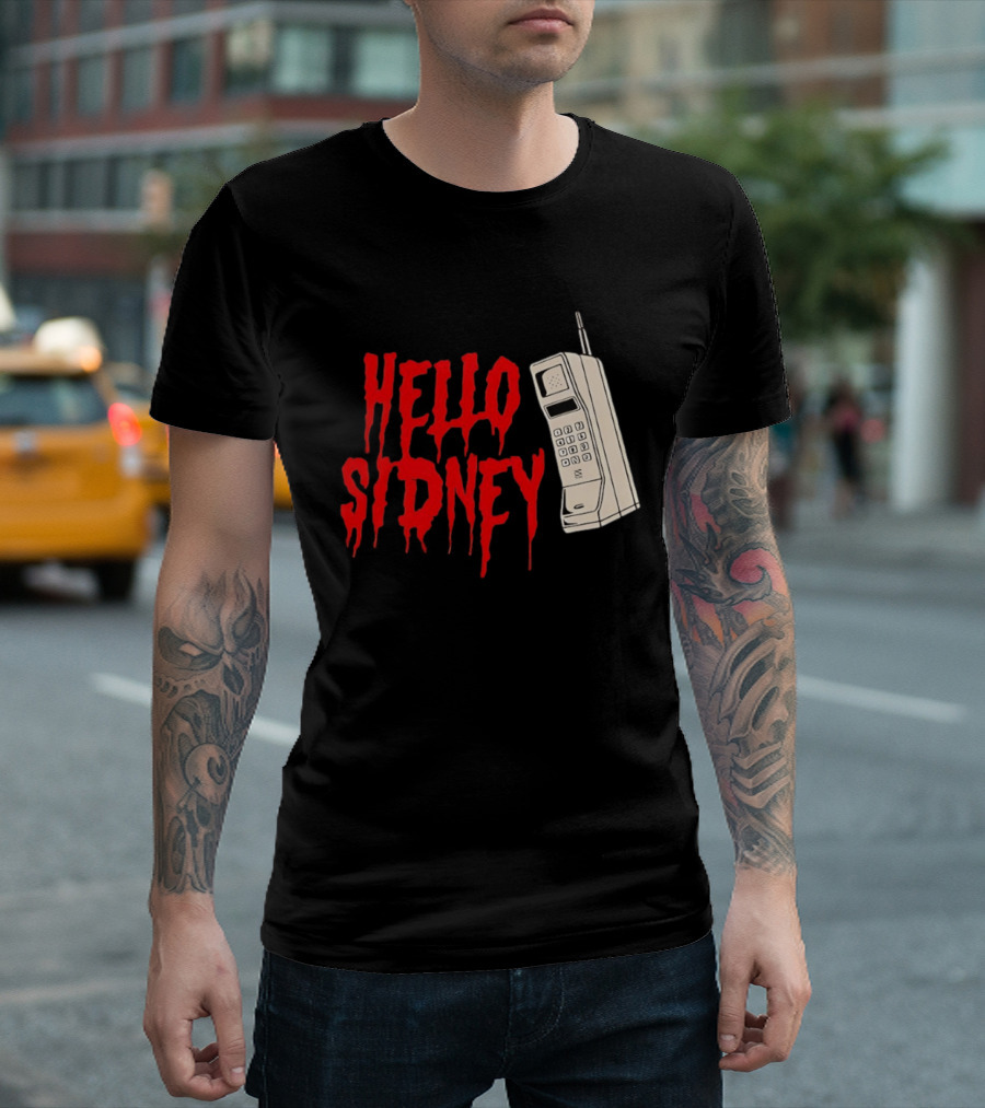 Hello Sidney Scream Movie Vintage Phone Dripping Blood T-Shirt