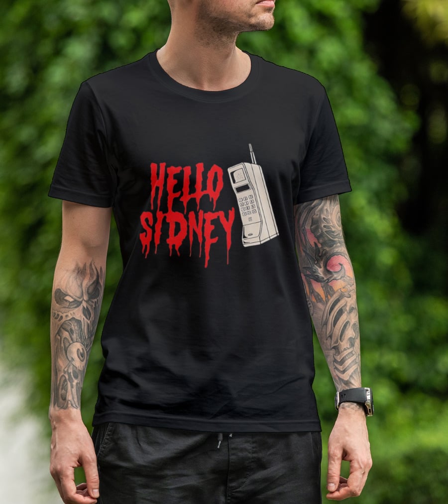 Hello Sidney Scream Movie Vintage Phone Dripping Blood T-Shirt