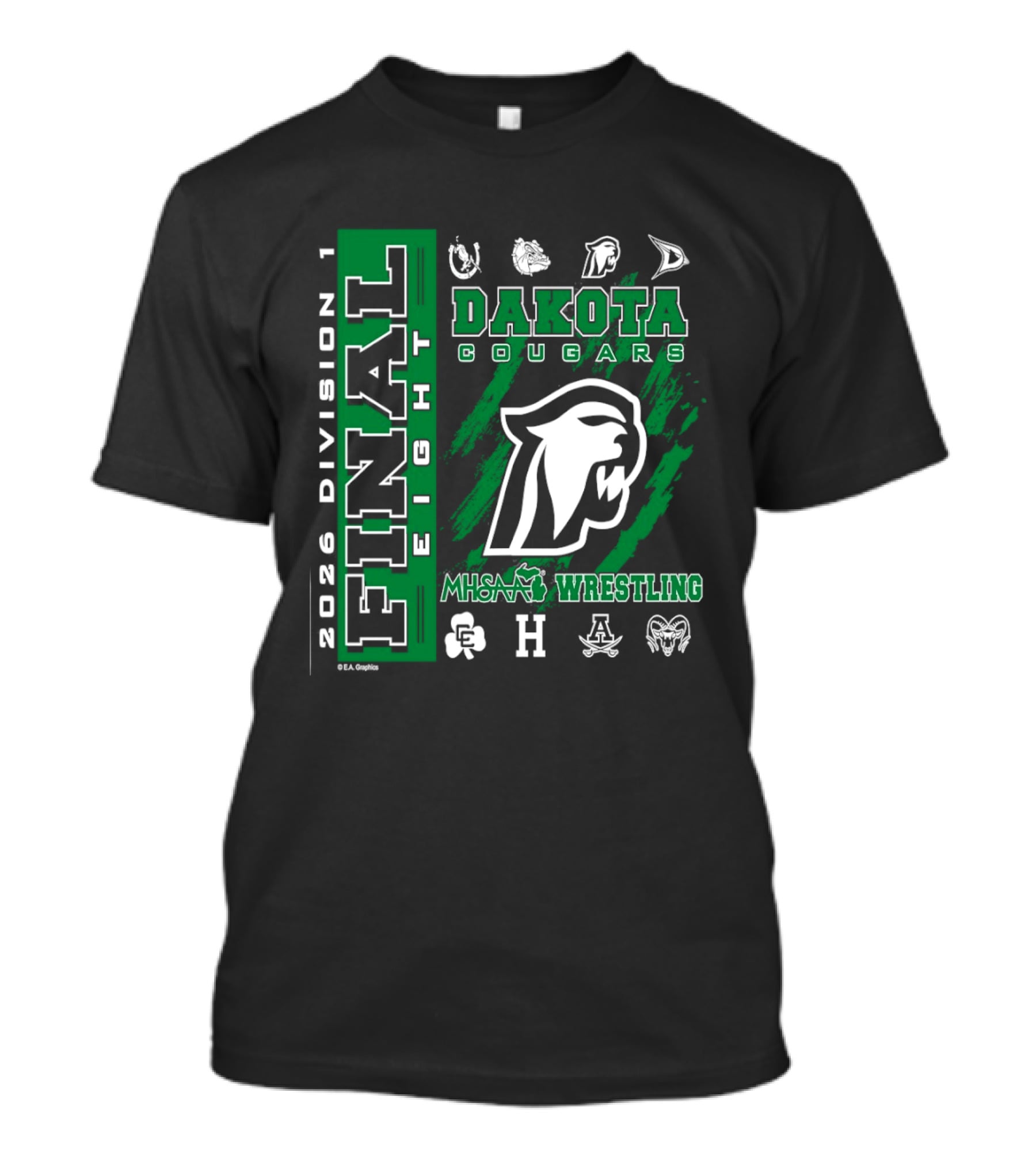 2026 Division 1 Final Eight MHSAA Wrestling Dakota Cougars T-Shirt