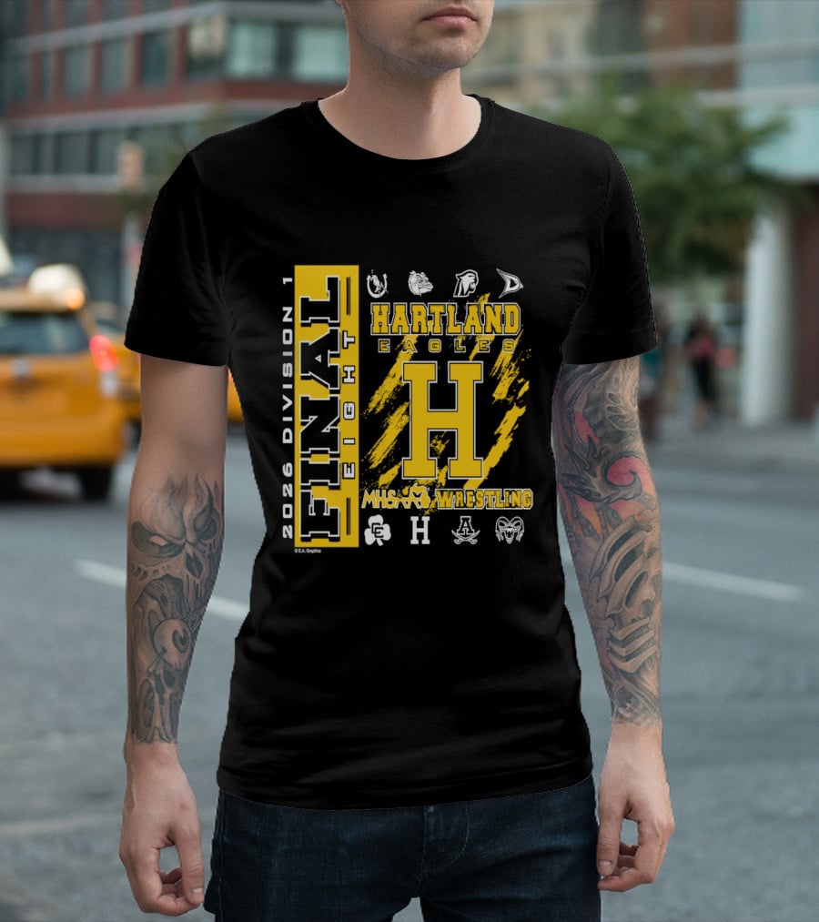 2026 Division 1 Final Eight Hartland Eagles Wrestling MHSAA T-Shirt