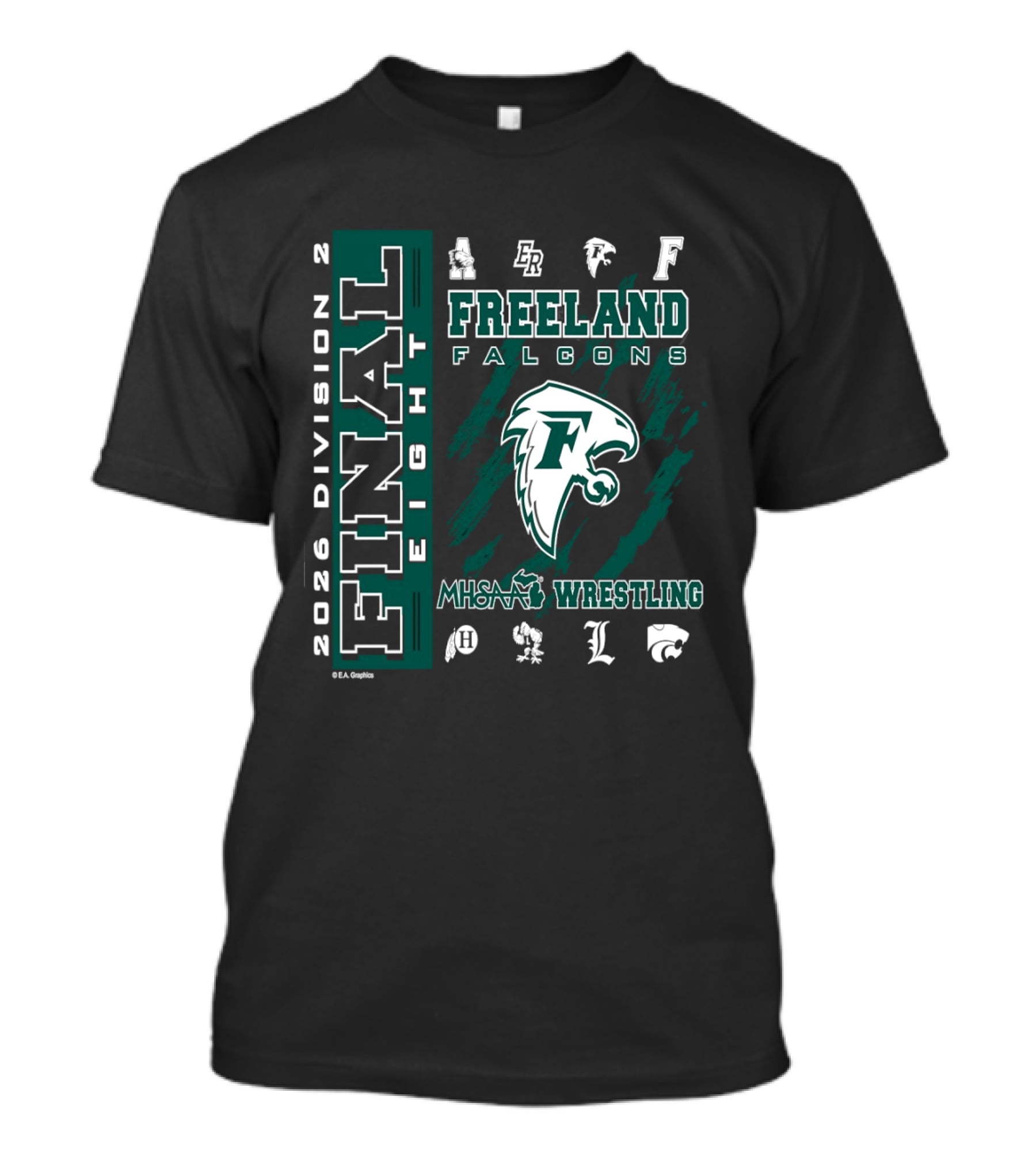 2026 Division 2 Final Eight Freeland Falcons MHSAA Wrestling T-Shirt