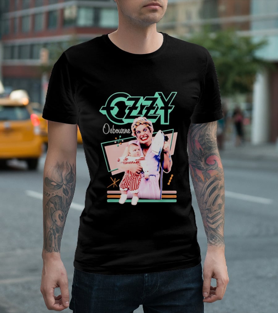 Ozzy Osbourne Retro Woman Holding Baby With Iron T-Shirt