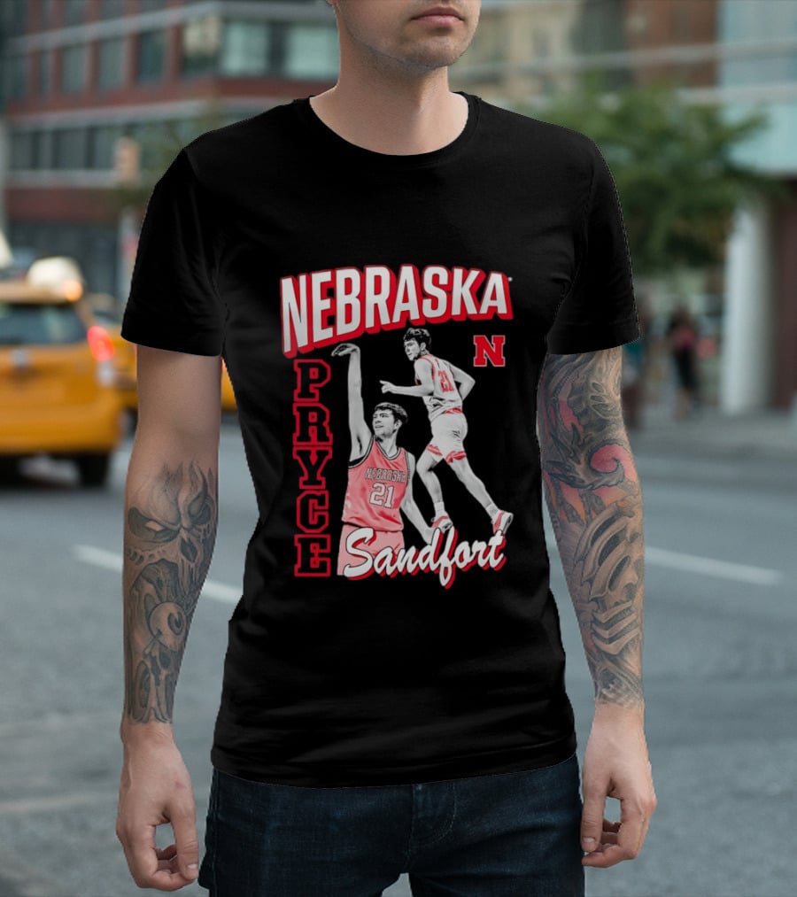 Pryce Sandfort 21 Nebraska Cornhuskers Basketball Team Iconic Red Jersey T-Shirt
