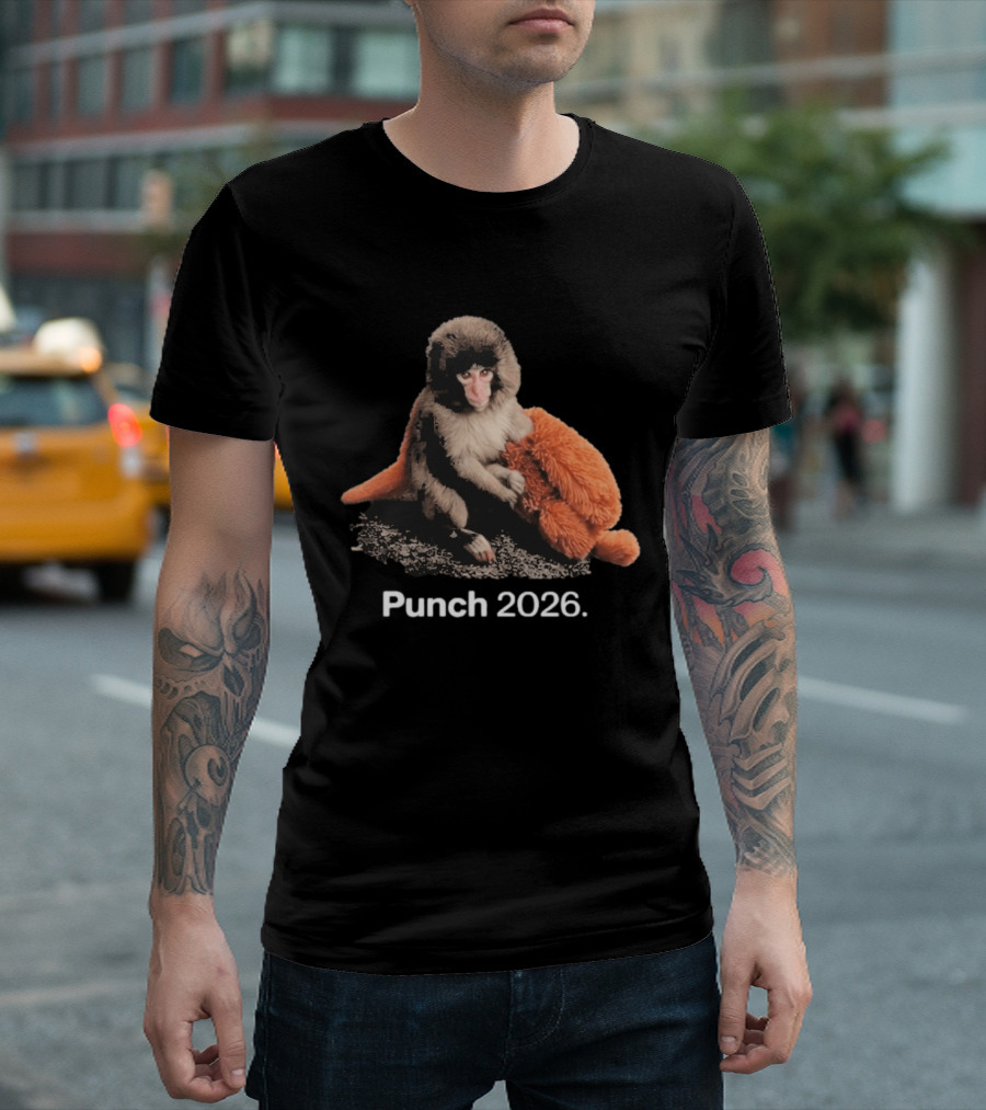 Punch Monkey 2026 Hugging Plush Toy T-Shirt