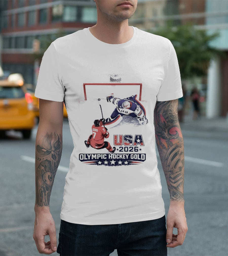 USA 2026 Olympic Hockey Gold Jack Hughes T-Shirt
