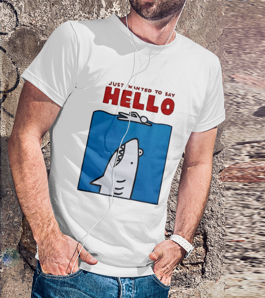Just Wanted To Say Hello Jaws Shark Comic T-Shirt