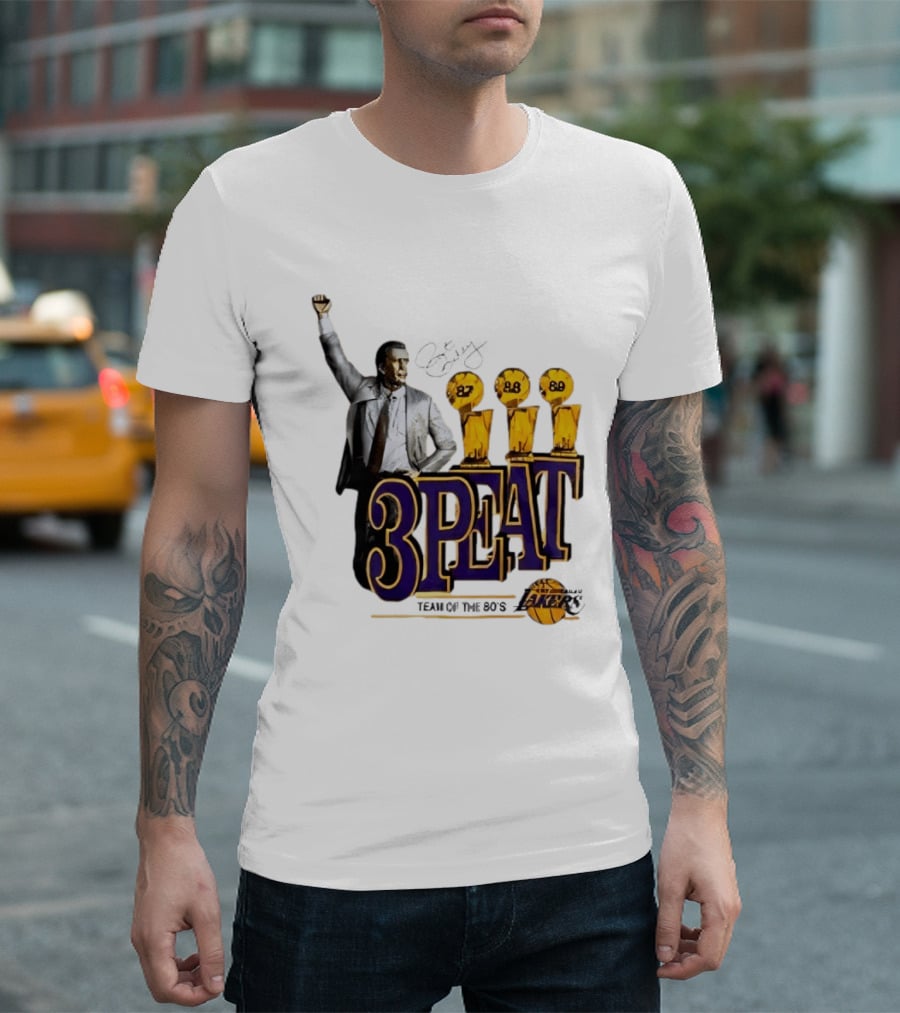 Los Angeles Lakers 3 Peat Team Of The 80s Pat Riley Champions 87 88 89 T-Shirt