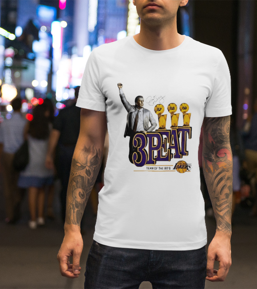 Los Angeles Lakers 3 Peat Team Of The 80s Pat Riley Champions 87 88 89 T-Shirt