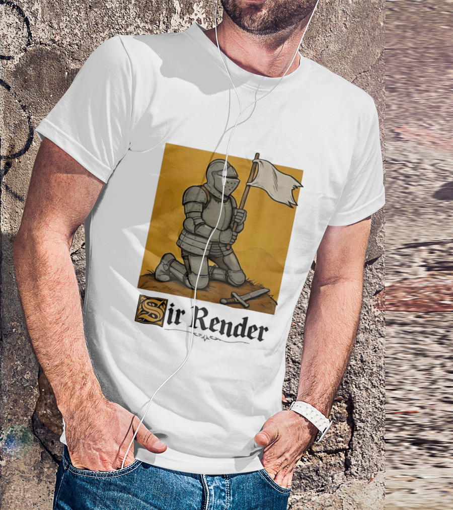 Sir Render Medieval Soldier Holding White Flag Knight Surrender T-Shirt