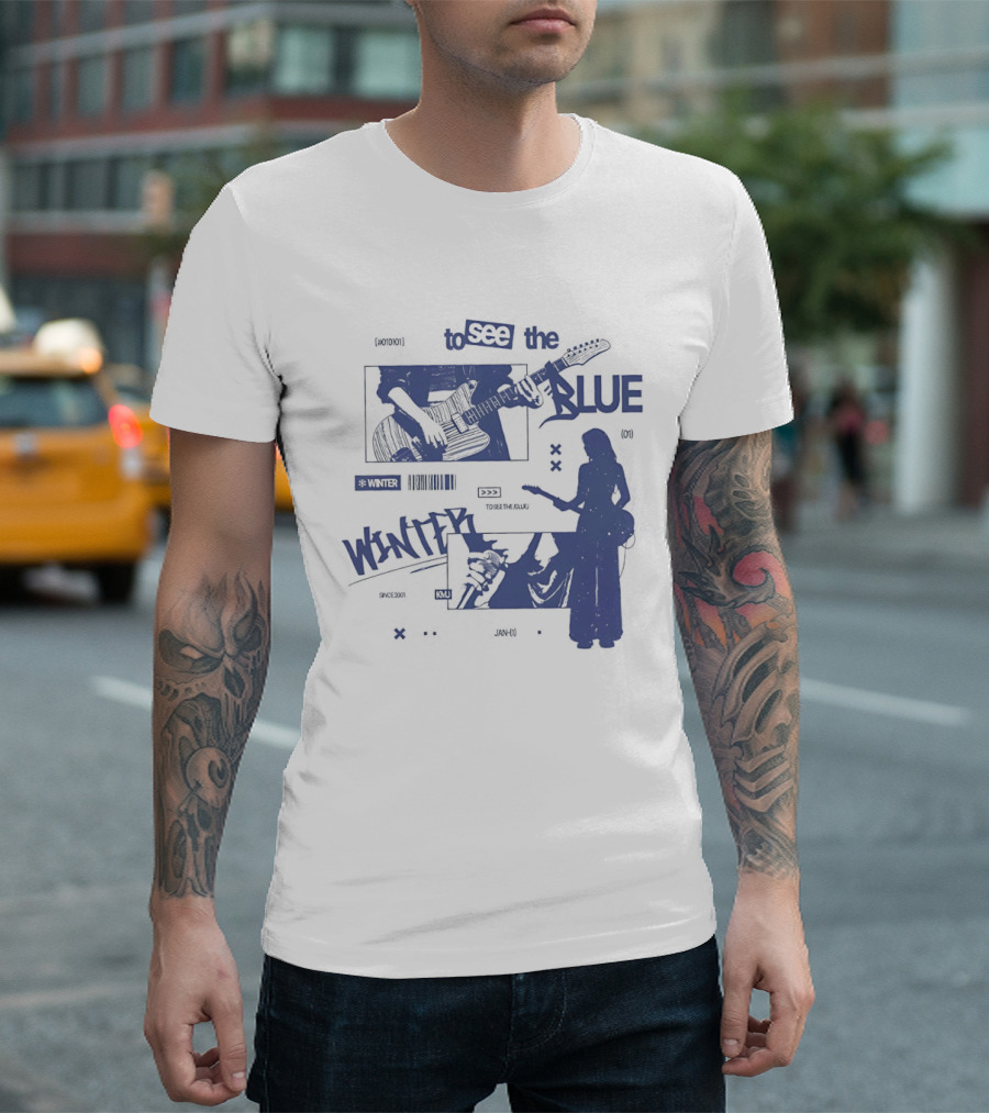 To See The Blue Winter Music Band Guitar T-Shirt