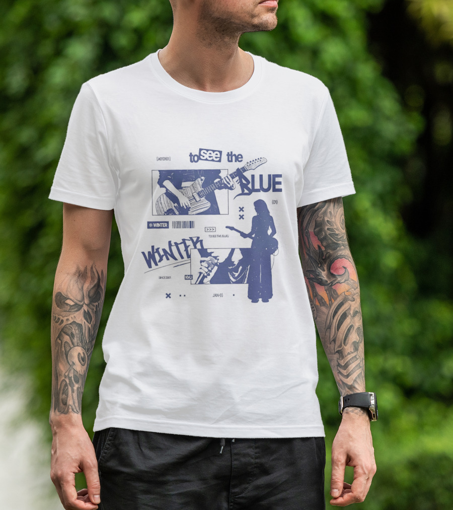 To See The Blue Winter Music Band Guitar T-Shirt