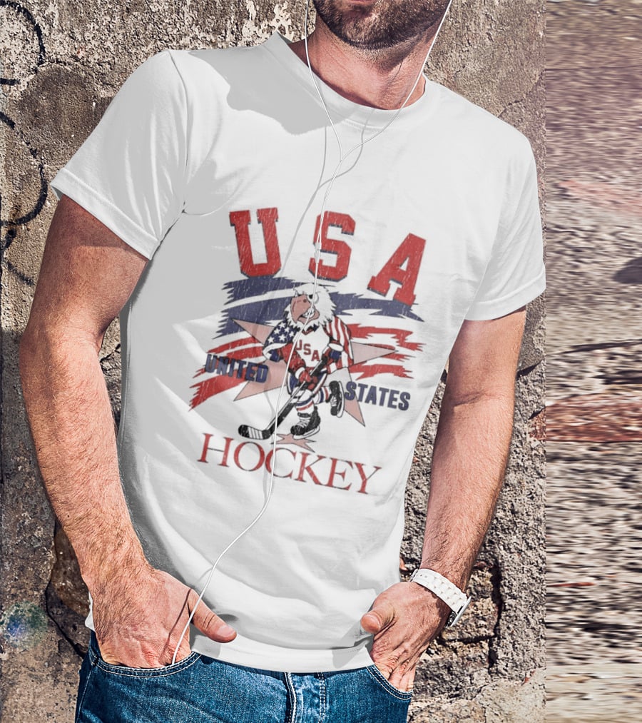 USA Hockey United States Flag Stars And Sticks Bird Player T-Shirt
