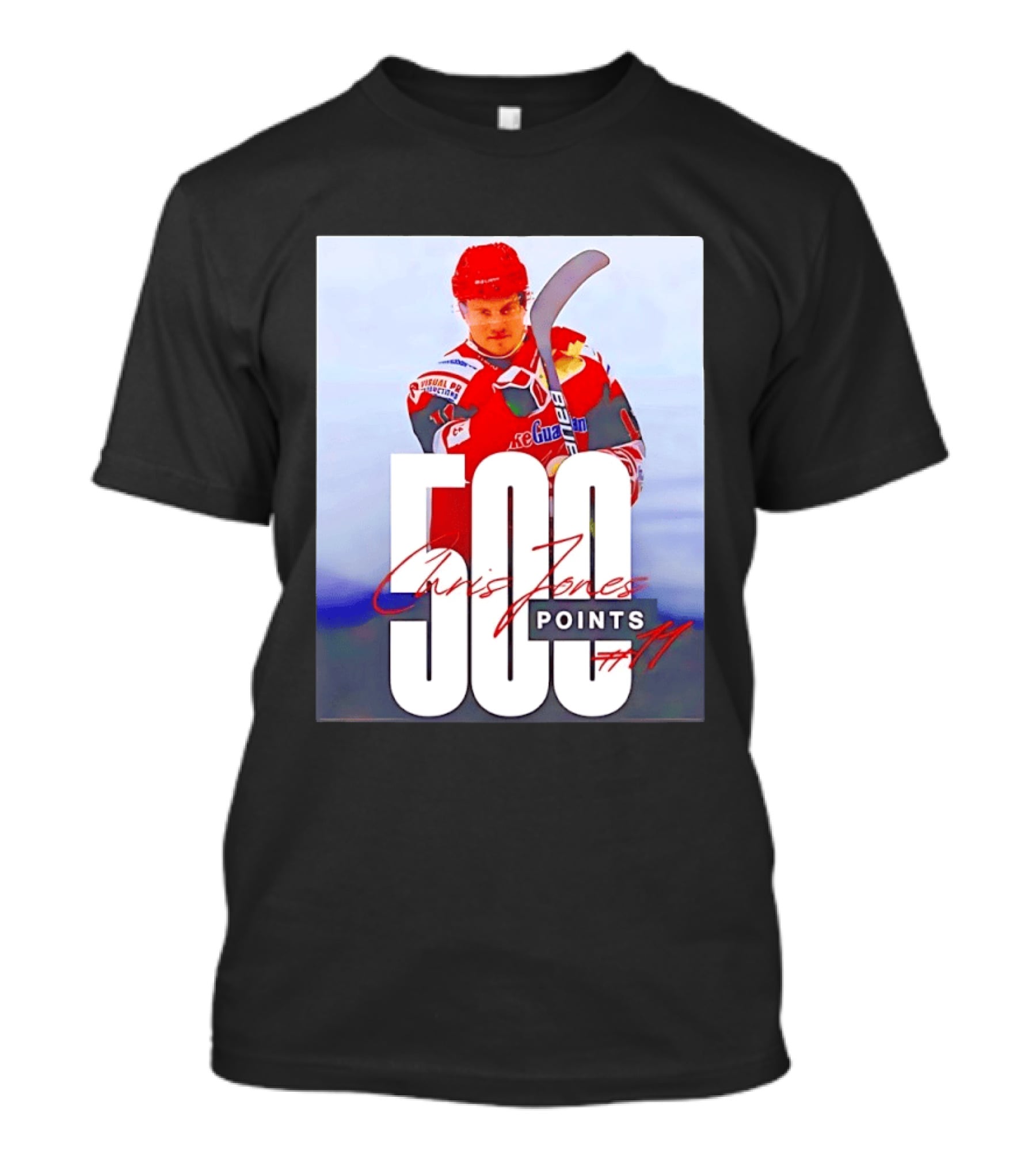 Chris Jones 500 Points Hockey Swindon Wildcats Number 47 T-Shirt