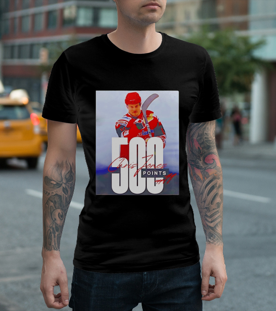 Chris Jones 500 Points Hockey Swindon Wildcats Number 47 T-Shirt