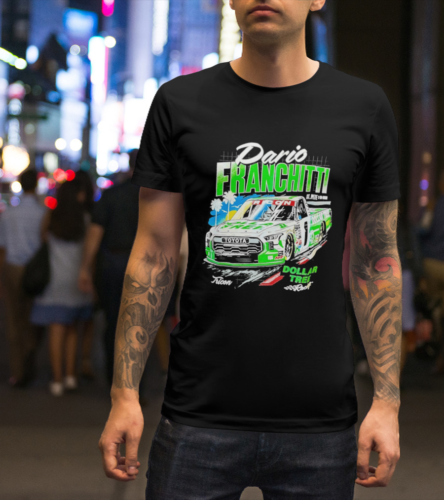Dario Franchitti Toyota Tundra Dollar Tree Racing Palm Trees And Checkered Flags T-Shirt