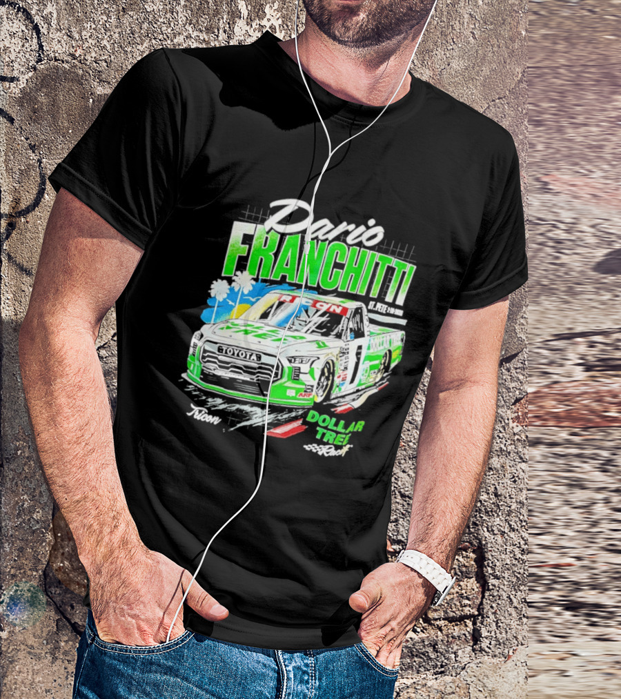Dario Franchitti Toyota Tundra Dollar Tree Racing Palm Trees And Checkered Flags T-Shirt