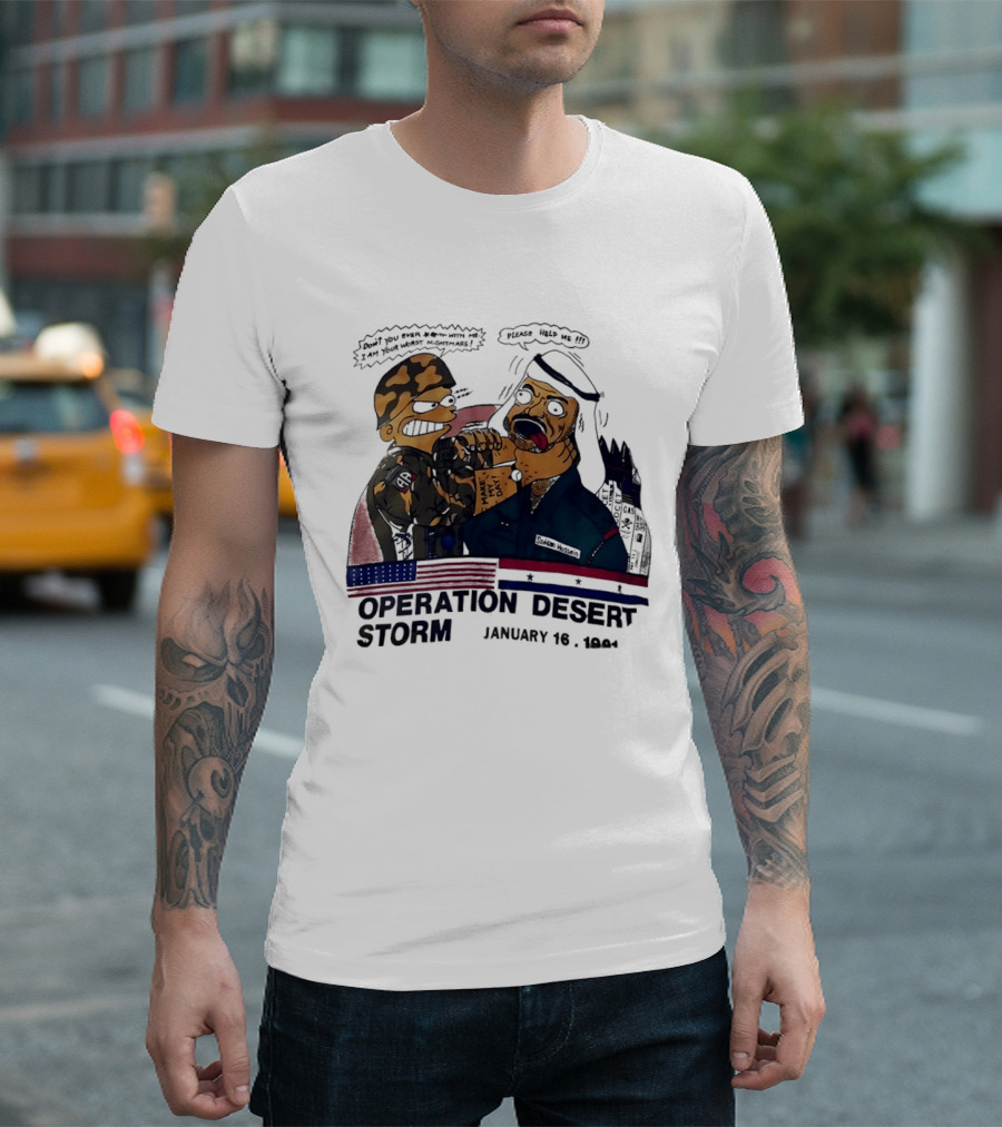 Bart Vs Saddam Hussein Operation Desert Storm January 16 1991 T-Shirt