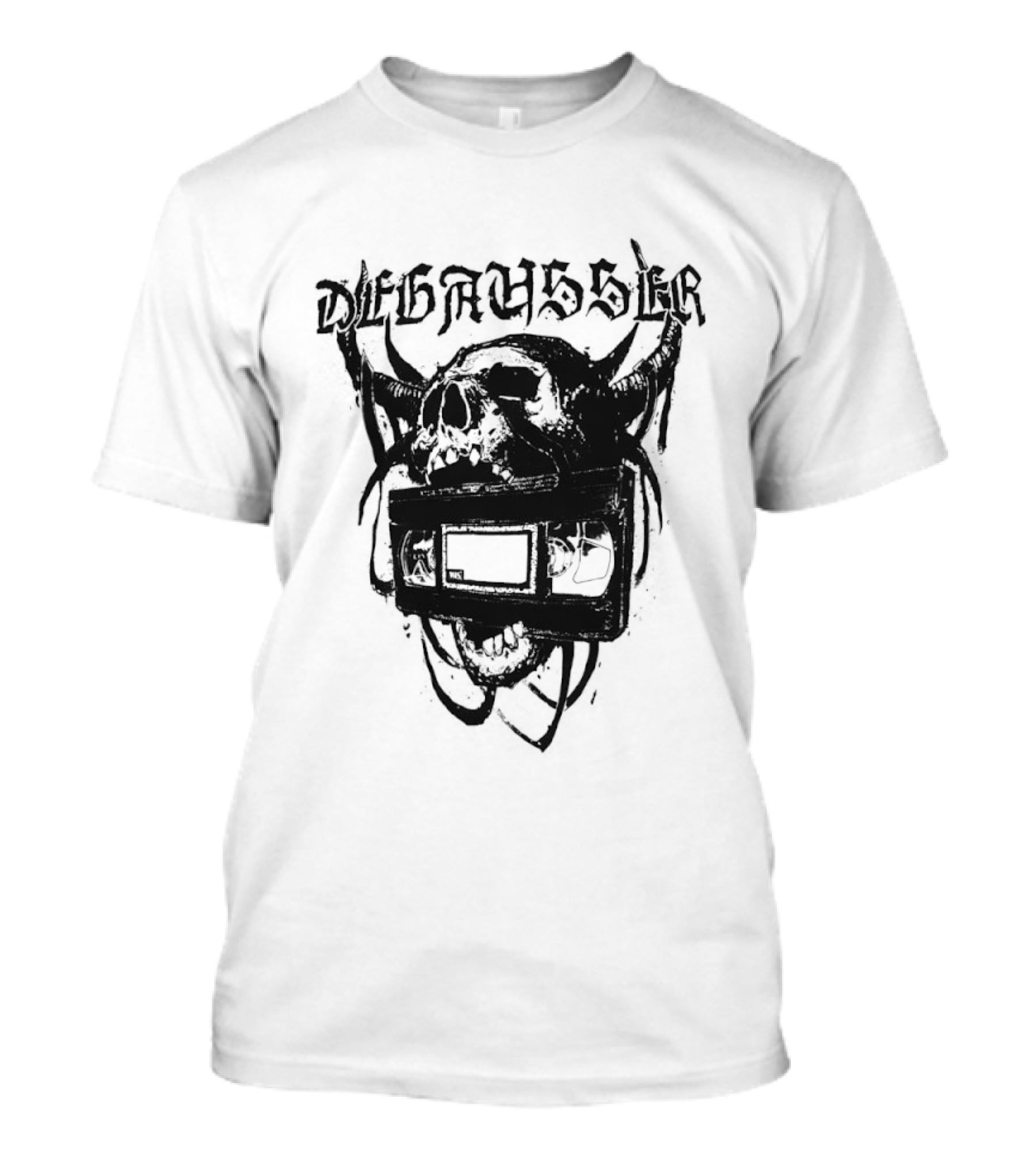 Degausser Skull Grunge Aesthetic With Horns And TV Screen T-Shirt
