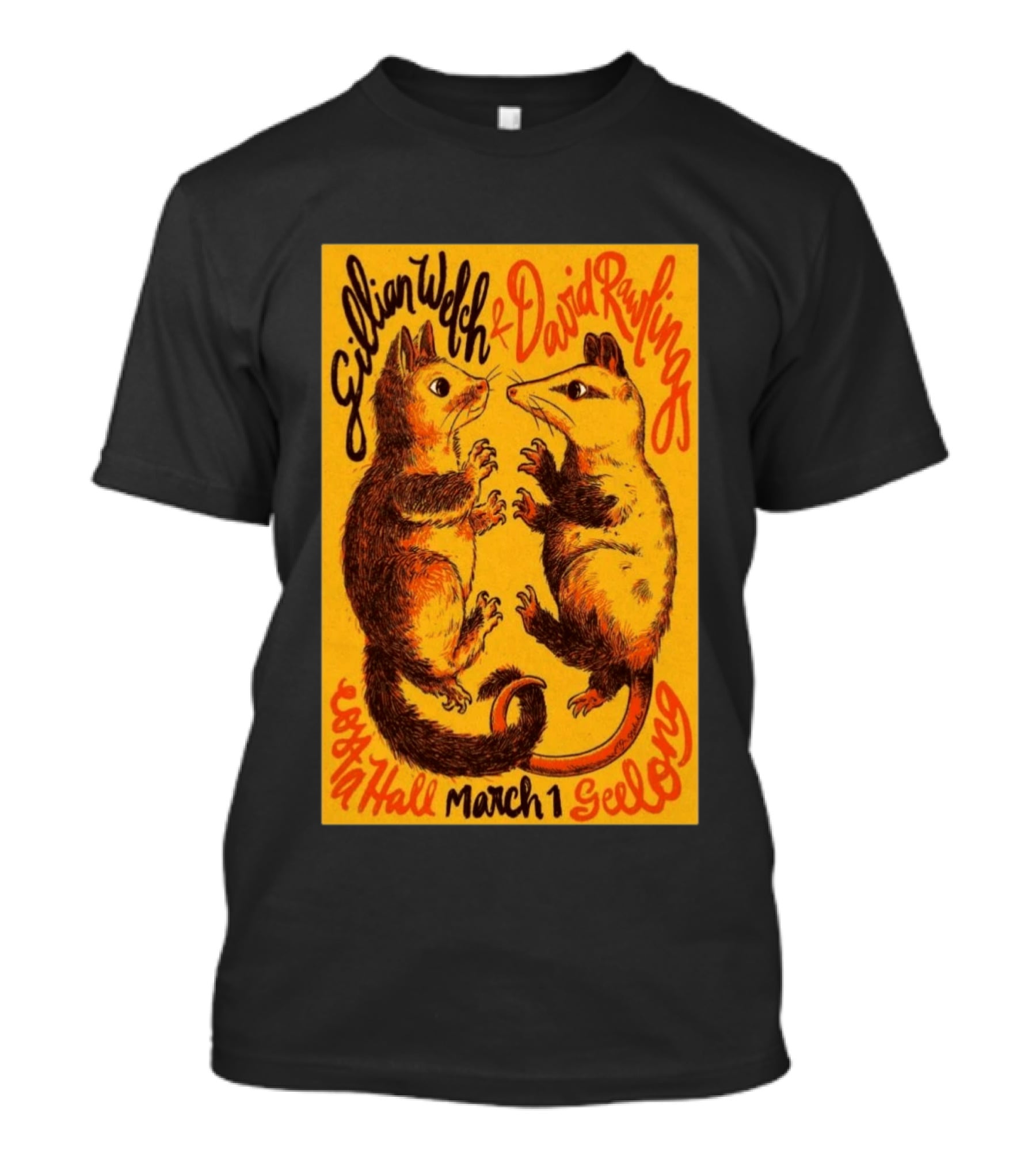 Gillian Welch David Rawlings Costa Hall March 1 Geelong T-Shirt