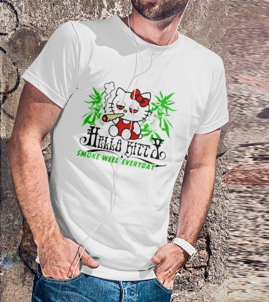 Hello Kitty Smoke Weed Everyday Cannabis Leaves T-Shirt
